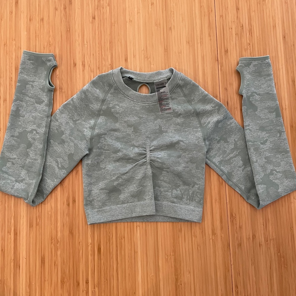 Gymshark Green Camo Seamless Crop Top